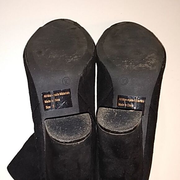 Fashion Nova Boots Heels Women’s Size 10 Black Faux Suede Peep Toe - Picture 7 of 7